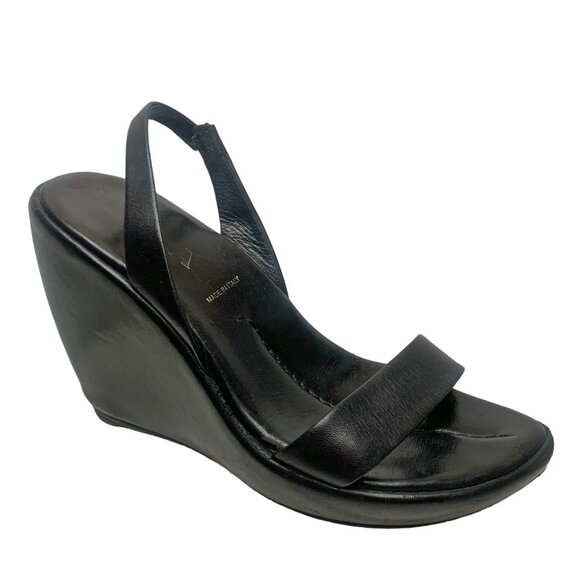 PRADA Calzature Donna Nappa Leather Slingback‎ Comma Wedge Sandals